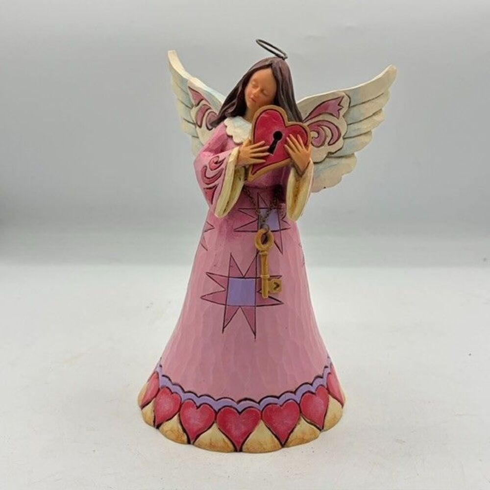 2013 Jim Shore Heartwood Creek Angel Hold Key to My Heart 4037647 Enesco
